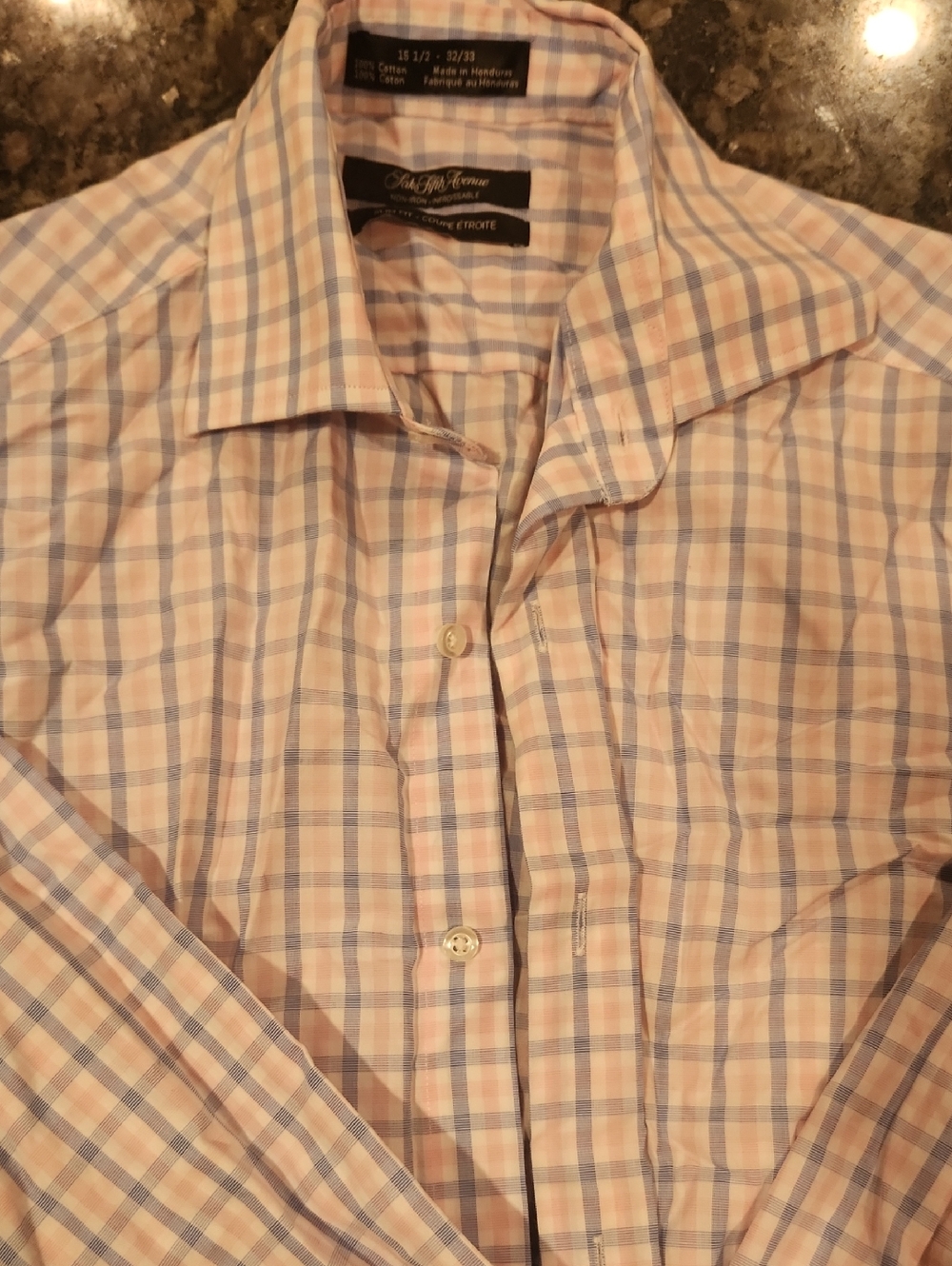 Saks Fifth Avenue Pink and Blue Check Button-Down Shirt